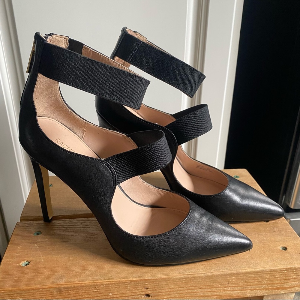 Rachel Zoe sz 8.5 Black Pointed Toe Pumps With Straps